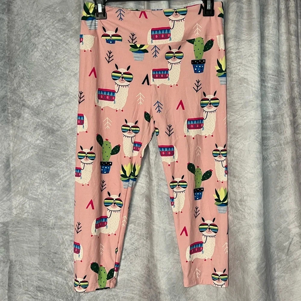 She’s Got Leggz Pink Llama & Cactus Print Carpris - One Size